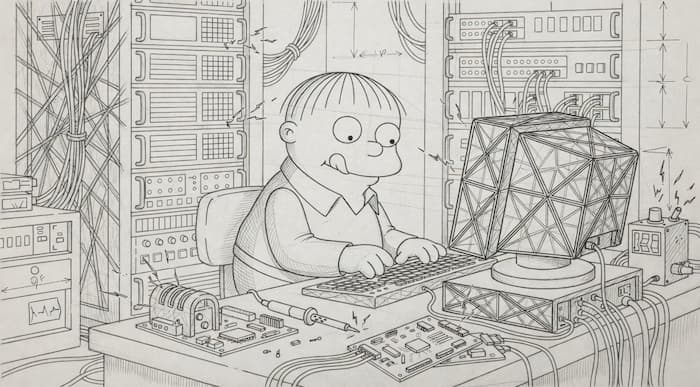 Ralph Wiggum devant son ordinateur