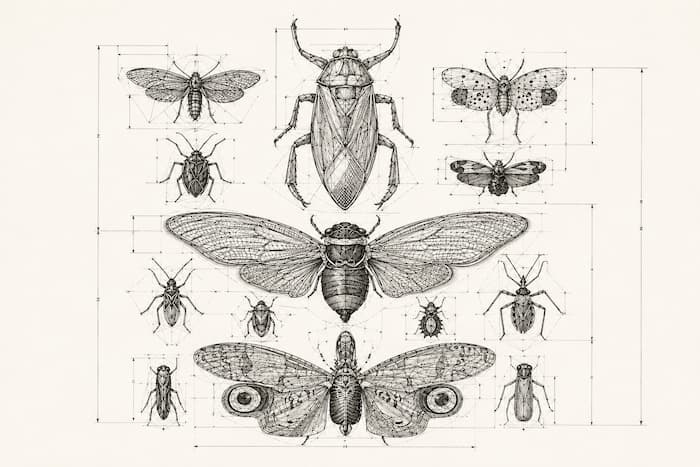 Insecte stylisé évoquant le bourdonnement médiatique autour de l'IA